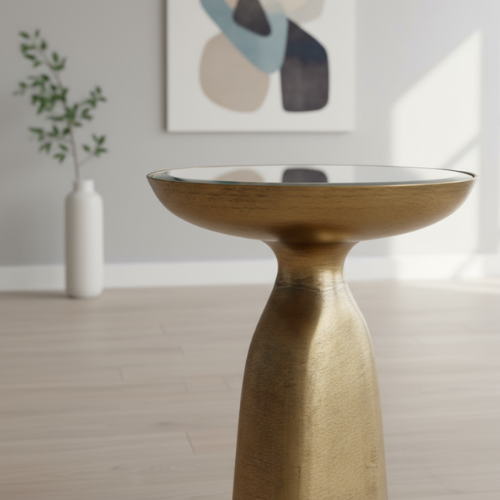Anna Brushed Brass Side Table (56 H cm)