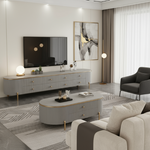 Vera TV Unit/Plasma stand with matching Coffee Table (200/130 cm) Grey/Gold