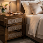 Diamond Shelves 3 Drawer Pedestal (65 H cm) Available in Silver or Rose Gold