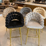 Alley Velvet Bar Stools (Available in Black, Taupe, Off White, Light Grey or Dark Grey) For a Set of 2