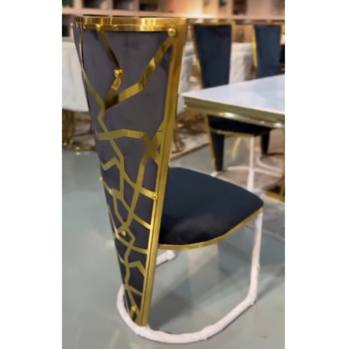 LuxeVerde Dining Chair (Available in White, Black or Grey) Gold Frame