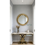 Celestial Marble Console Table with matching Mirror (Gold) - Combo Deal