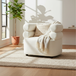 Velour Crest Material Occasional Chair (Beige)