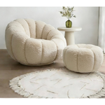 Pumpkin Occasional Chair with it's matching ottoman (Available in Grey, White or Beige)