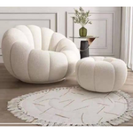 Pumpkin Occasional Chair with it's matching ottoman (Available in Grey, White or Beige)