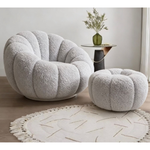 Pumpkin Occasional Chair with it's matching ottoman (Available in Grey, White or Beige)