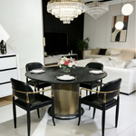 Dovaro Wooden Round Dining Table (130 cm) Black