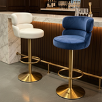 The Rose Velvet Bar Stool (Available in White/Gold or Blue/Gold)