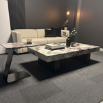 The Solstice Luxe Marble Coffee Table Set (Grey/Black) 130/45 cm