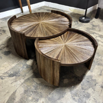 Sunburst Teak Wood Coffee Table Set (74/53 cm)