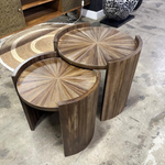 Sunburst Teak Wood Side Table Set (54/44 cm)