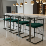 Christopher Leisure Velvet Bar Stool (Gun metal Frame) Various colours available