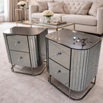 Crystal Crest 2 Drawer Mirror Pedestals (Sold as a set of 2)