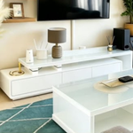 Extendable Austin TV Unit with matching Coffee Table (Available in Black/White or White) 180-240/130cm