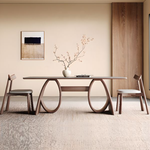 Langford Ash Wood Dining Table with Travertine Stone White Top (160 cm)