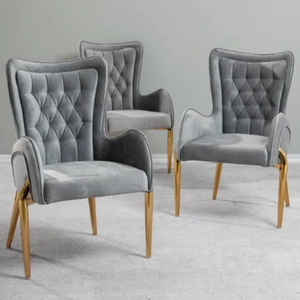 Cole Velvet Dining Chair (Available in Grey and Beige)