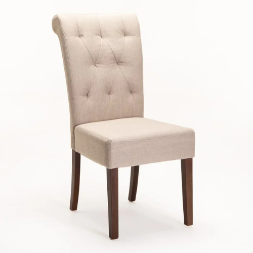 Fabric Chesterfield Dining Chair (Available in Dark Grey, Cream/Wallnut or Cream/Natural)