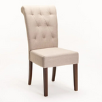 Fabric Chesterfield Dining Chair (Available in Dark Grey, Cream/Wallnut or Cream/Natural)