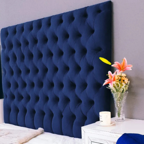 Velvet Victorian Blue Headboard (Double)