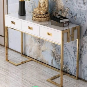 Kelso Console Table (Gold/White)