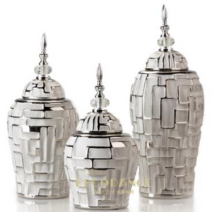 Melany Ginger Jars (White and Silver)