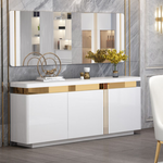 Chennai Glossy White Sideboard/Server (180 cm) Gold