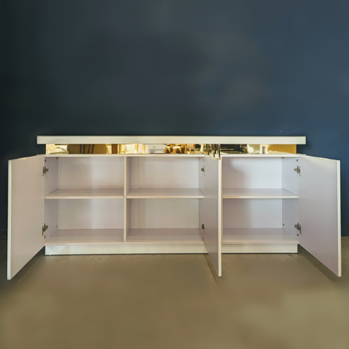Chennai Glossy White Sideboard/Server (180 cm) Gold