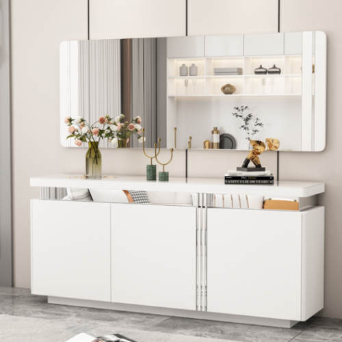 Chennai Glossy White Sideboard/Server (180 cm) Silver