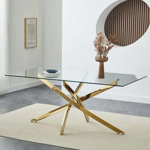 Hudson Rectangular Dining Table (Gold)