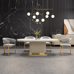 Alexa Glossy Stone and Gold Dining Table (180 cm)