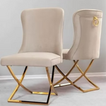 Anah Velvet Ring Dining Chair -Gold (Available in Grey or Beige)