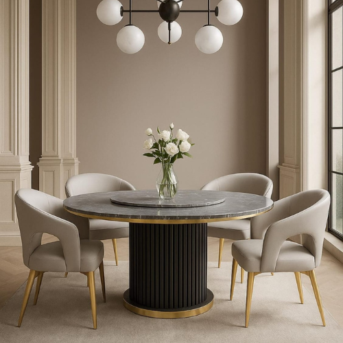 Platinum Fluted Dining Table (160 cm) Black