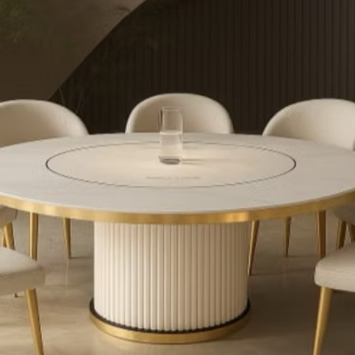 Platinum Fluted Dining Table (160 cm) White