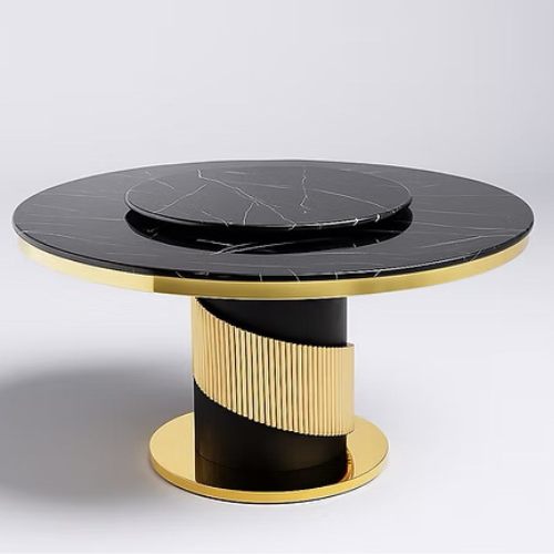 Azure Marble Dining Table (130 cm) Black/Gold