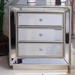 Mia Studded 3 Drawer Mirror Pedestal (Available in Silver or Gold)