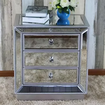 Mia Studded 3 Drawer Mirror Pedestal (Available in Silver or Gold)