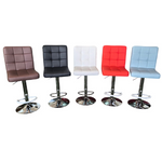 Slazzer Silver PU Leather Bar Stool (Available in Brown, Black, White, Red or light blue)
