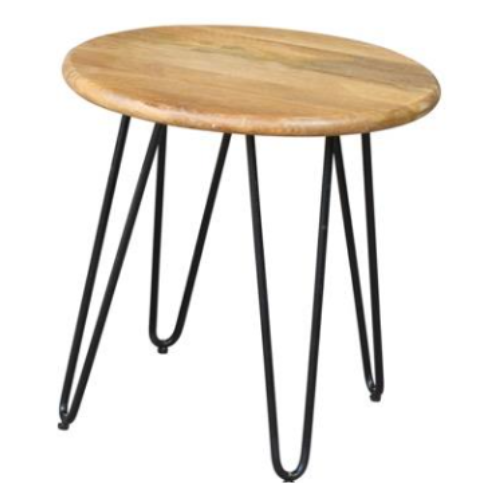 Kirby Mango Wood/Metal Side Table (55 H cm)