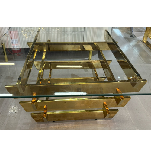 Dahlia Tempered Glass Coffee Table (Gold) 80 cm
