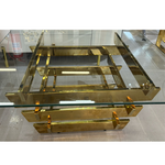 Dahlia Tempered Glass Coffee Table (Gold) 80 cm