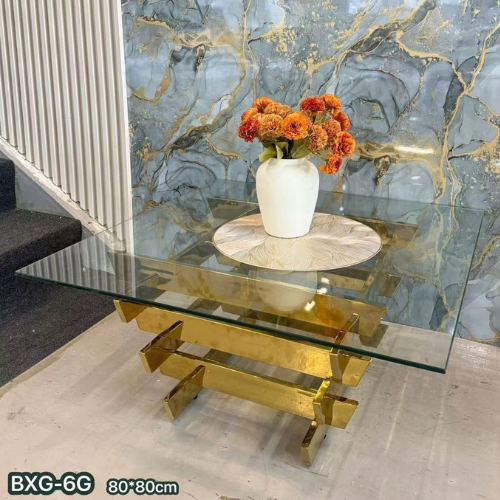 Dahlia Tempered Glass Coffee Table (Gold) 80 cm
