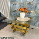 Dahlia Tempered Glass Coffee Table (Gold) 80 cm