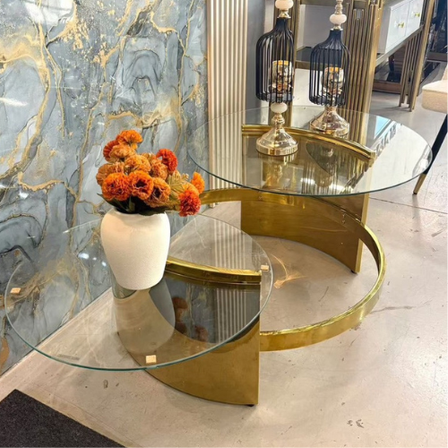 Chai Tempered Glass Coffee Table (Gold)