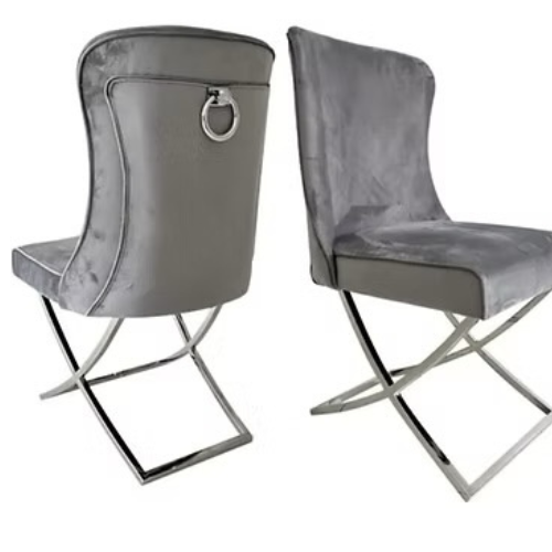 Anah Velvet Ring Dining Chair -Silver (Available in Grey)