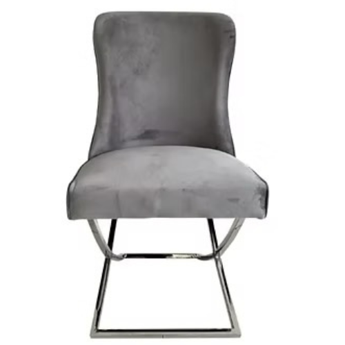 Anah Velvet Ring Dining Chair -Silver (Available in Grey)