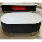 Nova Fireplace Display TV Stand/Plasma Unit (200 cm) with matching Coffee Table (130 cm) Black/Gold