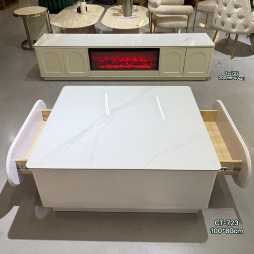 Grace Fireplace Display TV Stand/Plasma Unit (200 cm) and matching Coffee Table (100 cm) Beige