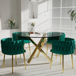 Emma Woven Velvet Occasional Chair (Cream/Gold or Green/Gold)