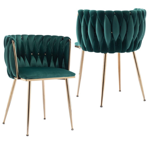 Emma Woven Velvet Occasional Chair (Cream/Gold or Green/Gold)