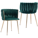 Emma Woven Velvet Occasional Chair (Cream/Gold or Green/Gold)